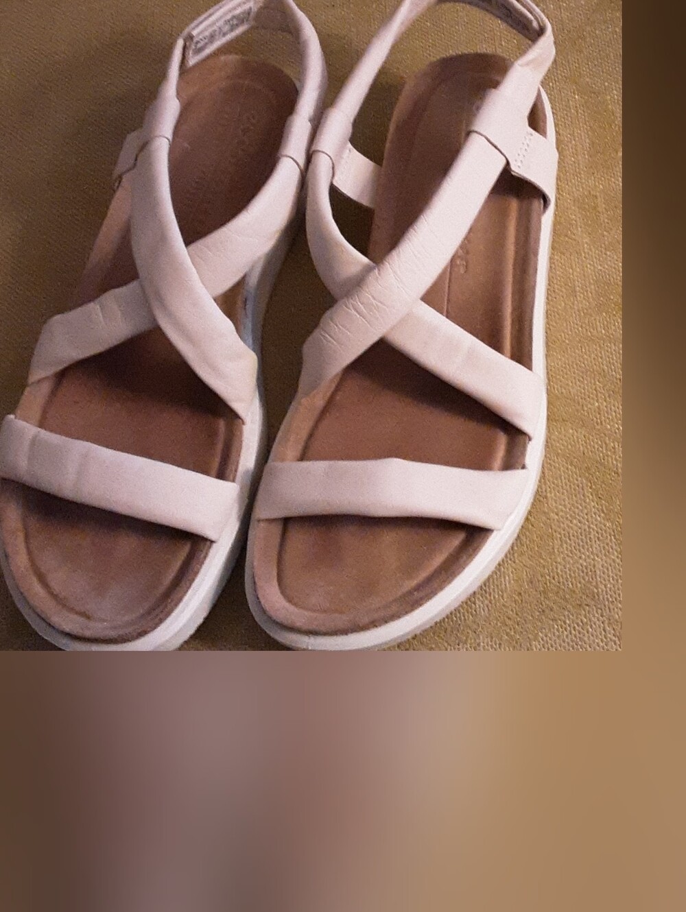 Cushioned Strap Cork Insole Chic Comfort Sandals Ivory Sz 38/7-7.5